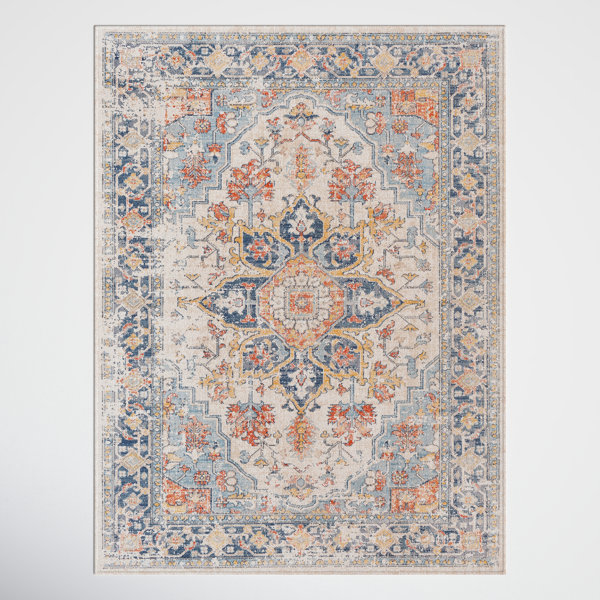 Joss & Main Robert Oriental Blue/Gray Indoor / Outdoor Area Rug